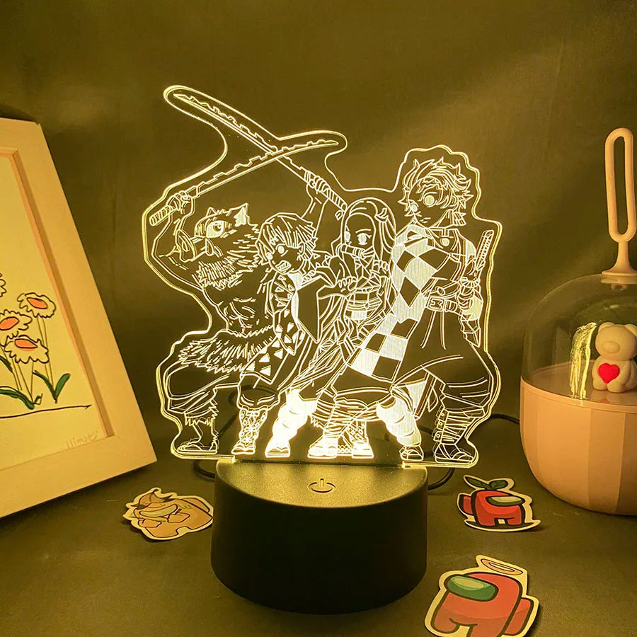 Anime Demon Slayer Figure 3D LED Neon Nightlights Birthday Gift for Friends Otaku Bedroom Decor Manga Lava Lamp Kimetsu No Yaiba