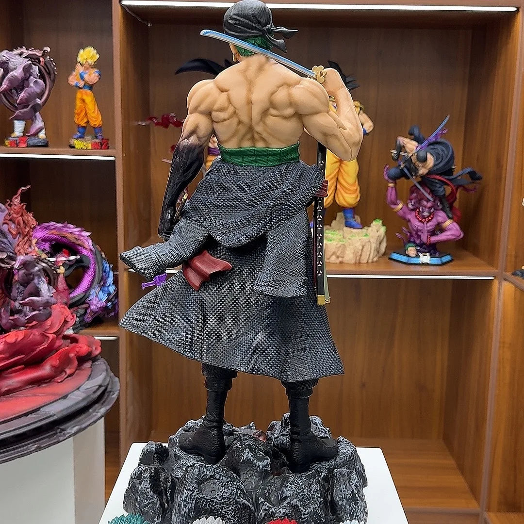 50cm One Piece Anime Carrying Knife Roronoa Zoro 5 Interchangeable Heads Collectible Statue Model Figure Ornament Adult Gifts