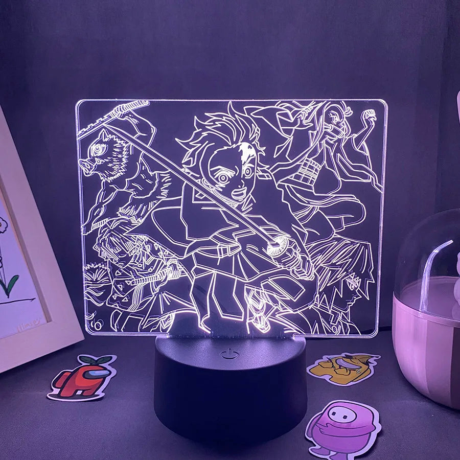 Anime Demon Slayer Figure 3D LED Neon Nightlights Birthday Gift for Friends Otaku Bedroom Decor Manga Lava Lamp Kimetsu No Yaiba