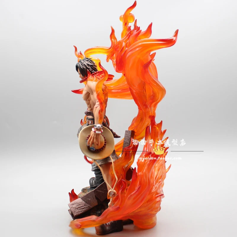 One Piece Anime Gk Portgas·D· Ace Fire Fist Luminescable Super Large 35cm Statue Pvc Action Figurine Ornament Model Toys Gifts