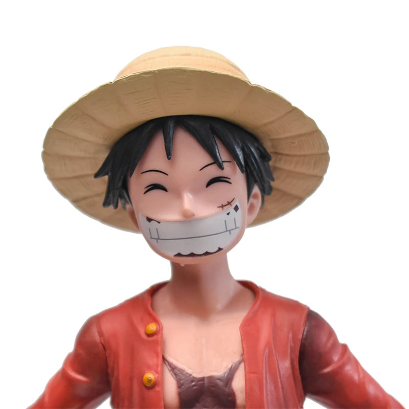 28cm One Piece Monkey D Luffy Anime Figure Toys Confident Smiley Luffy Three Form Face Changing Action Figurine PVC Model Dolls