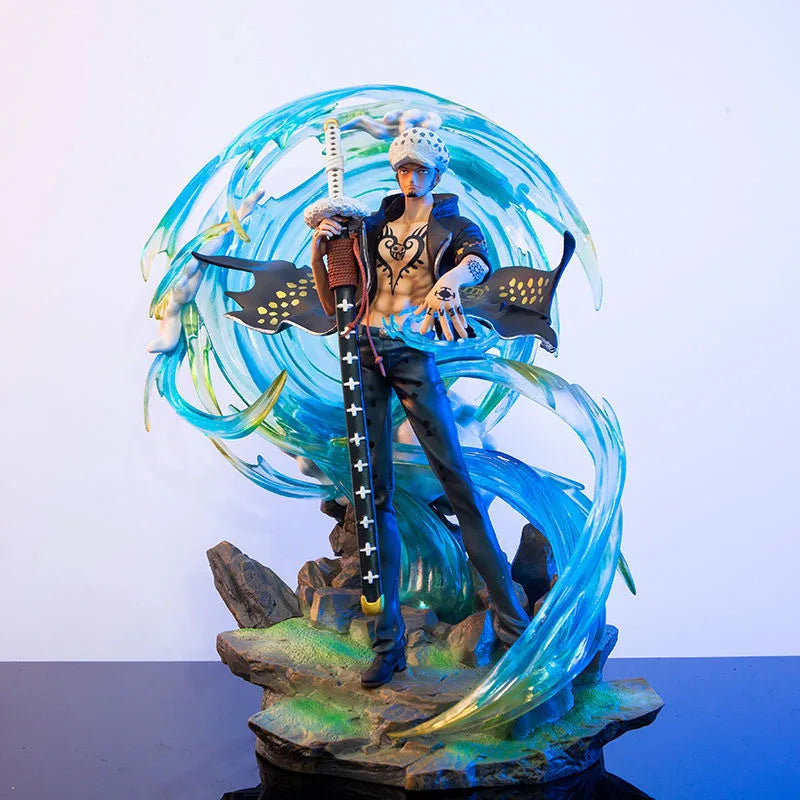 41cm ONE PIECE Anime Figures Trafalgar D Water Law Phantom Can Emit Light Collection Action Figure Statue Model Doll Gift Toys