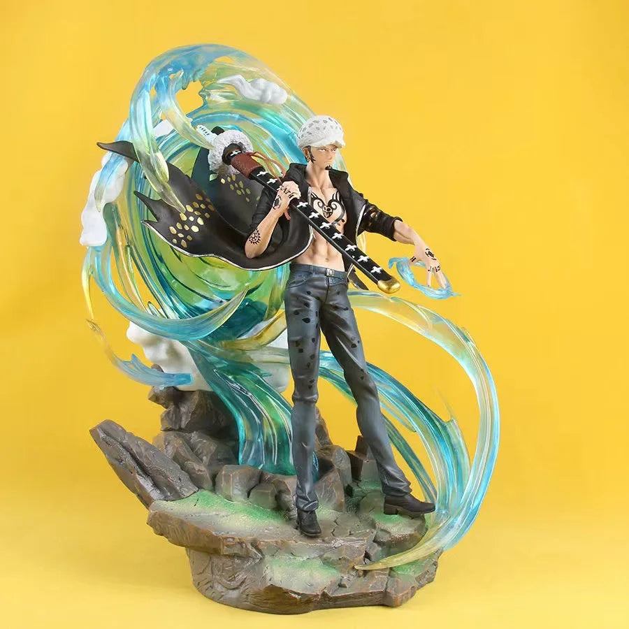 41cm ONE PIECE Anime Figures Trafalgar D Water Law Phantom Can Emit Light Collection Action Figure Statue Model Doll Gift Toys