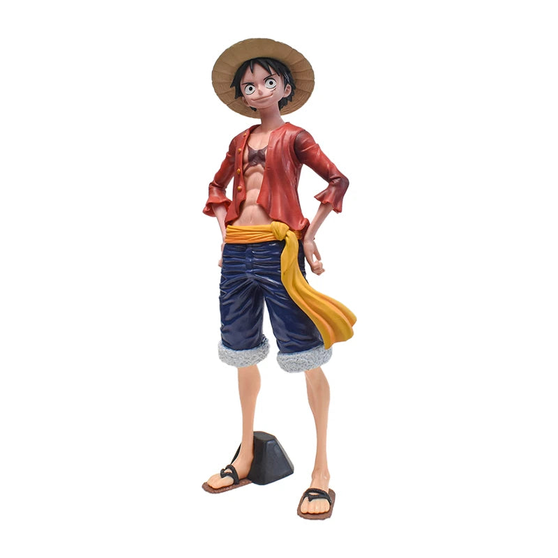 28cm One Piece Monkey D Luffy Anime Figure Toys Confident Smiley Luffy Three Form Face Changing Action Figurine PVC Model Dolls