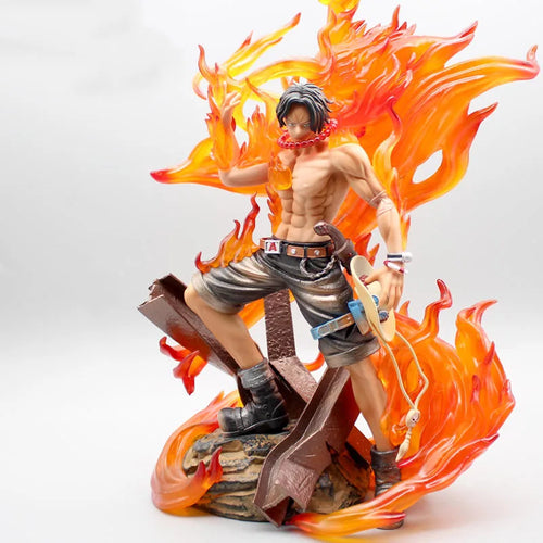 One Piece Anime Gk Portgas·D· Ace Fire Fist Luminescable Super Large 35cm Statue Pvc Action Figurine Ornament Model Toys Gifts