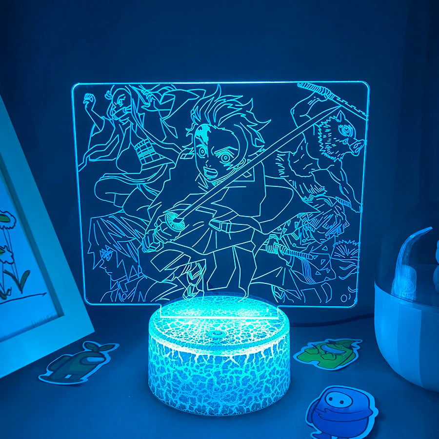Anime Demon Slayer Figure 3D LED Neon Nightlights Birthday Gift for Friends Otaku Bedroom Decor Manga Lava Lamp Kimetsu No Yaiba