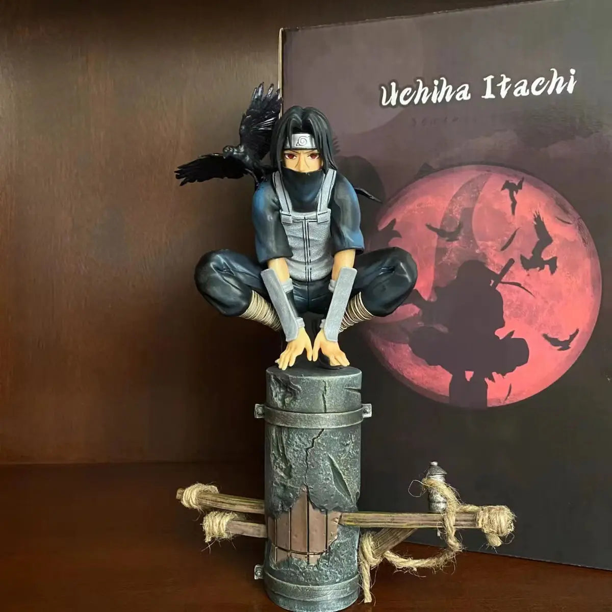 23cm Anime Naruto Anbu Uchiha Itachi Tsukuyomi Sharingan Squatting In·stock Figure Pvc Model Decoration Collection Toy Gift Ship