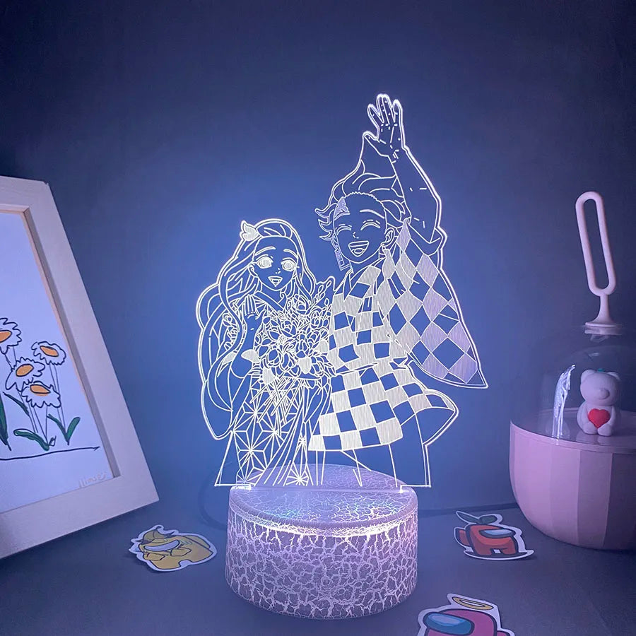 Anime Demon Slayer Figure 3D LED Neon Nightlights Birthday Gift for Friends Otaku Bedroom Decor Manga Lava Lamp Kimetsu No Yaiba