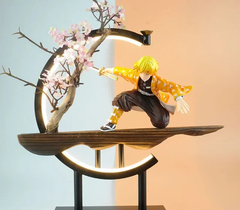 35cm LED light Anime Demon Slayer Kamado Tanjirou Action Figure PVC Collection model decoration decor birthday christmas gift