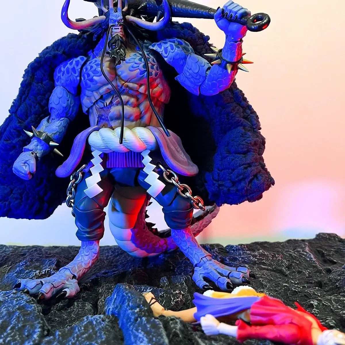 One Piece Shf Series Anime Baibeast Kaidou Yamato Handmade New Dark Combat Cloak Suitable for 1/12 Size Movable Humanoid Toy