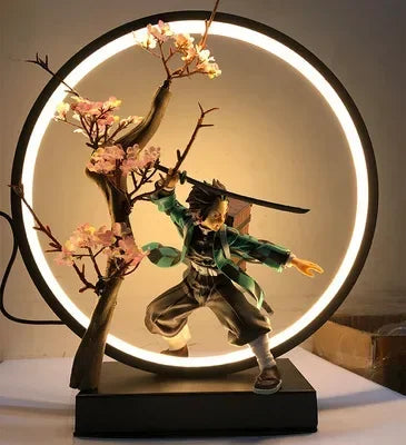 35cm LED light Anime Demon Slayer Kamado Tanjirou Action Figure PVC Collection model decoration decor birthday christmas gift
