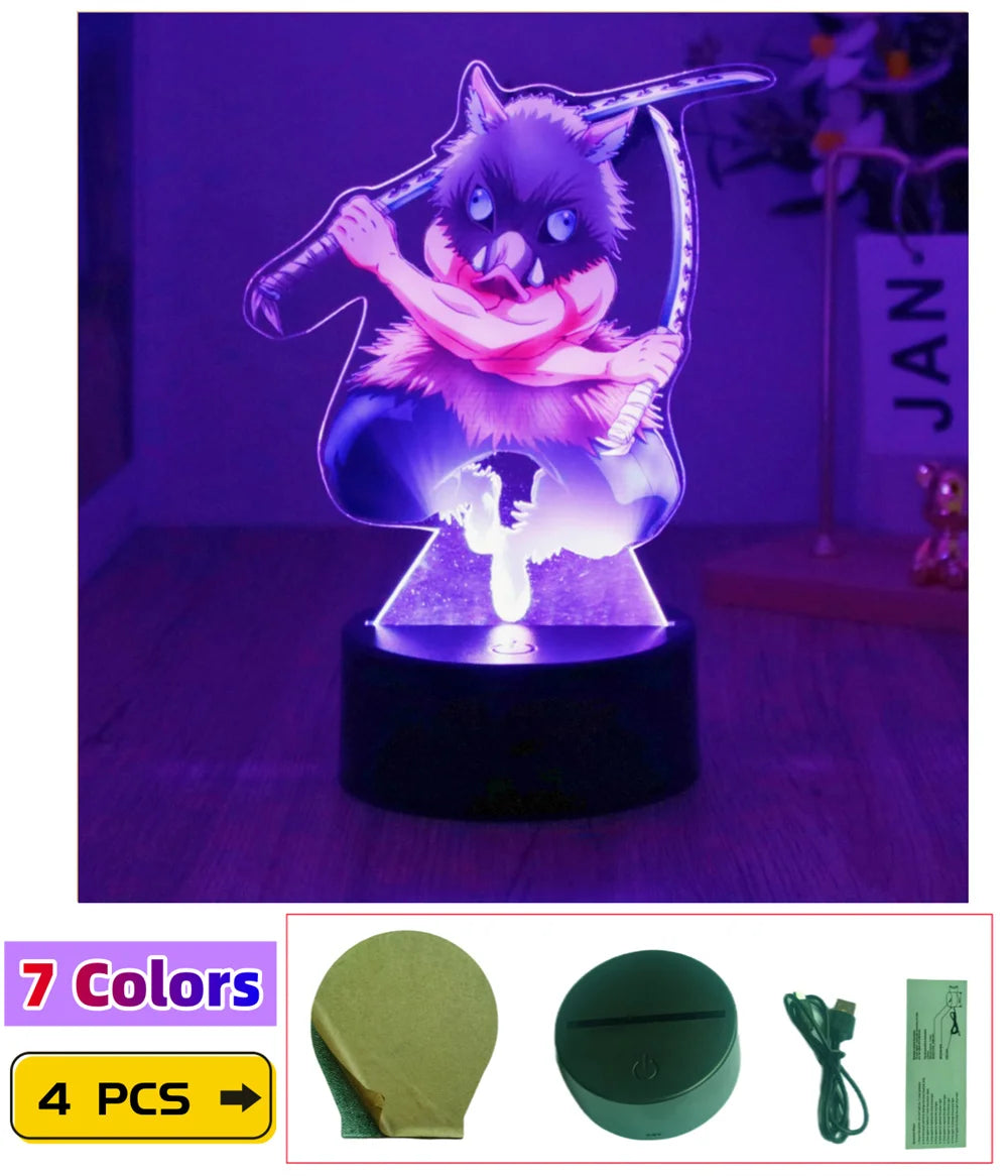 3D Lamps Anime Figure LED Night Light Action Figures Tanjiro Zenitsu Inosuke Nezuko No Yaiba Bedroom Home Decor Moon Lamp Gifts
