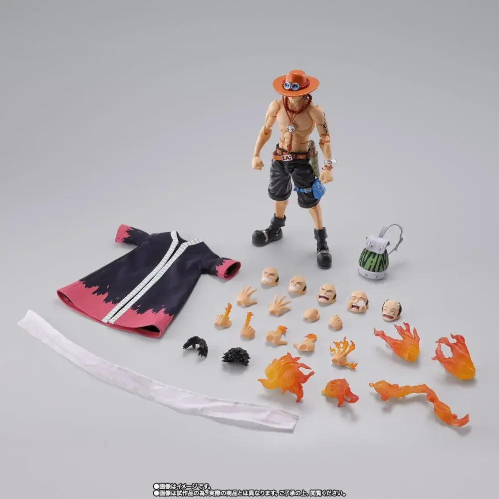 Original BANDAI One Piece S.H.Figuarts SHF Ace Portgas D Ace Fire Fist PVC Anime Action Figures Model Collection Toys Gift