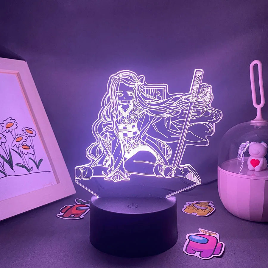 Anime Demon Slayer Figure 3D LED Neon Nightlights Birthday Gift for Friends Otaku Bedroom Decor Manga Lava Lamp Kimetsu No Yaiba