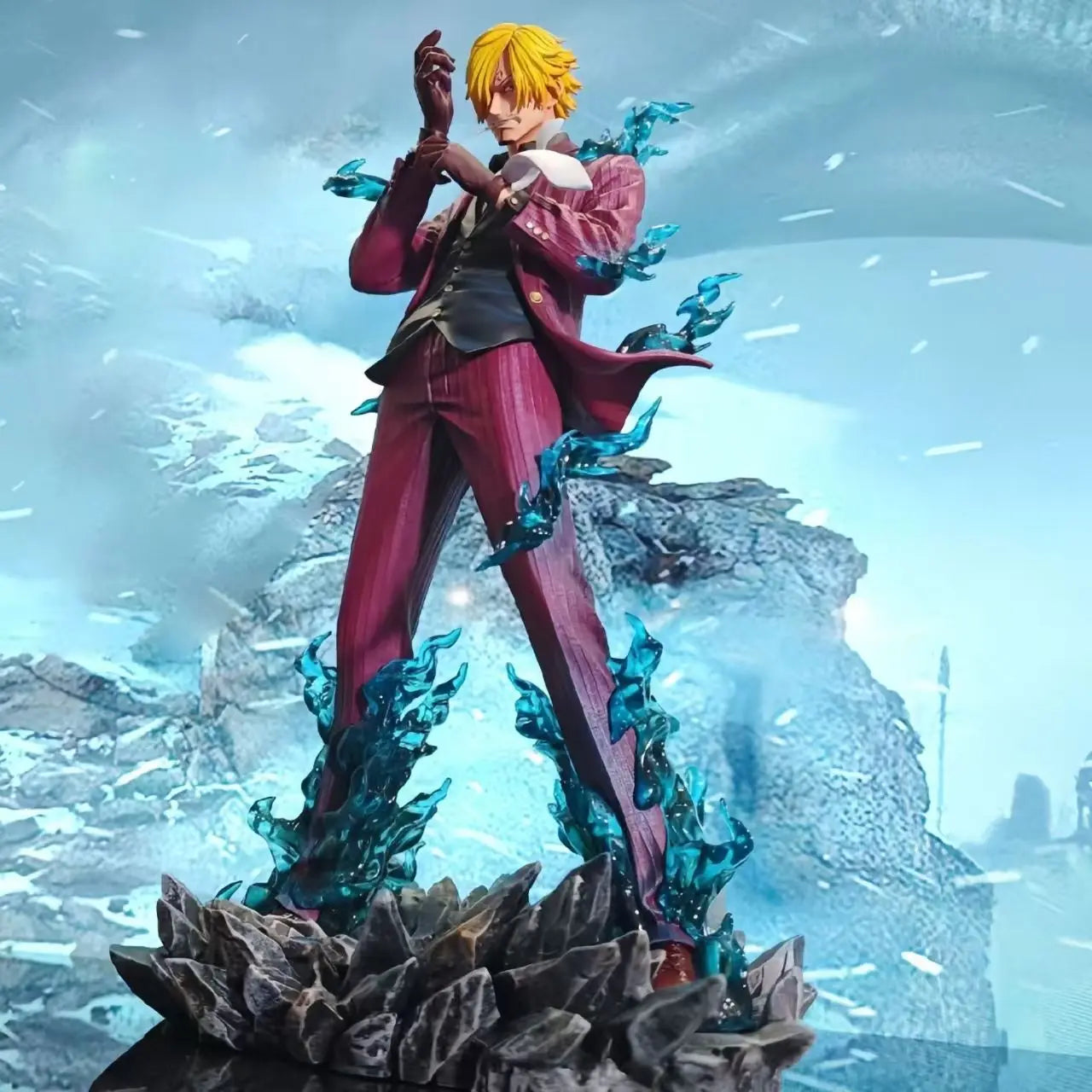 25CM One Piece Anime Figure Blond Sanji Scene Statue Model Desktop Toys Doll Birthday Gift