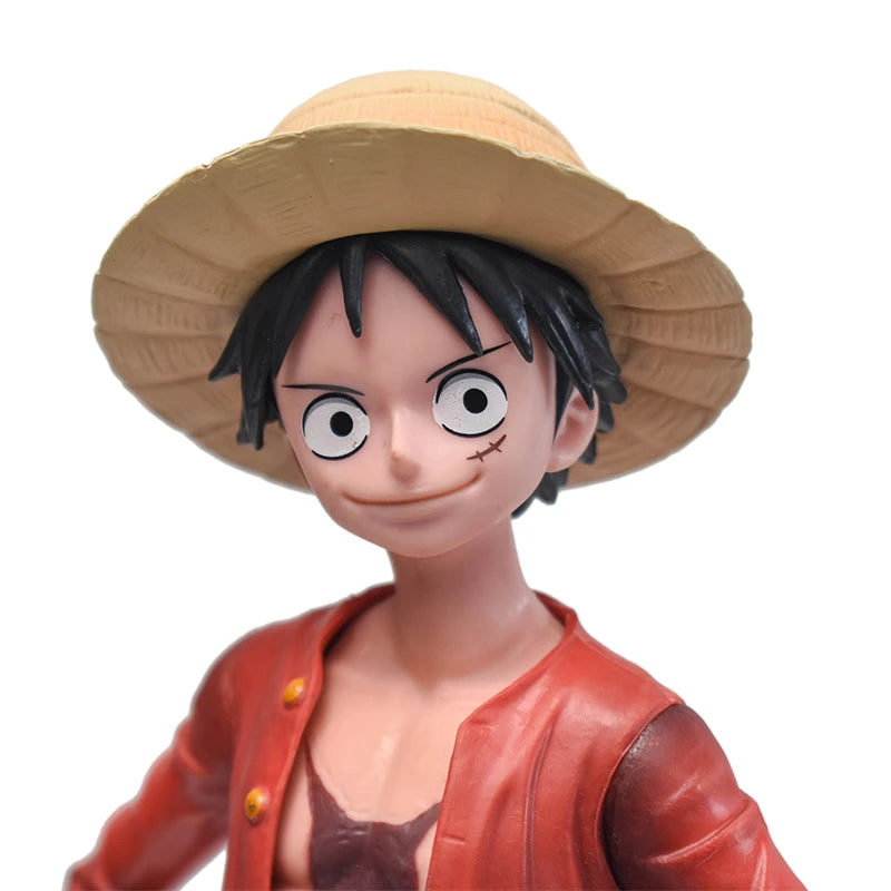 28cm One Piece Monkey D Luffy Anime Figure Toys Confident Smiley Luffy Three Form Face Changing Action Figurine PVC Model Dolls