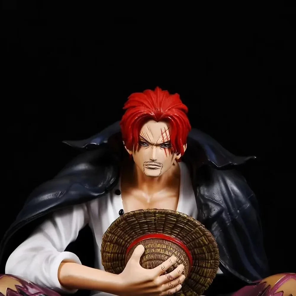 Anime One Piece Red Hair Shanks Sitting Ver. GK PVC Action Figure Game Statue Collectible Model Kids Toys Doll 16cm