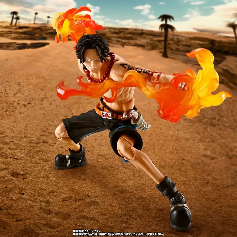Original BANDAI One Piece S.H.Figuarts SHF Ace Portgas D Ace Fire Fist PVC Anime Action Figures Model Collection Toys Gift