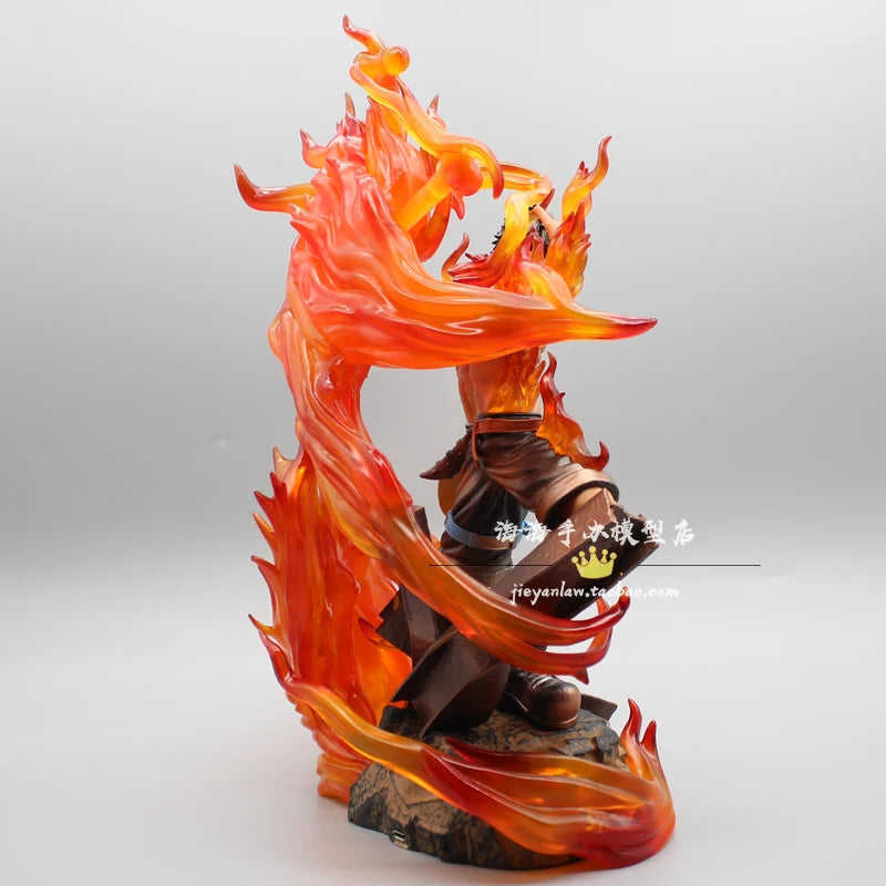 One Piece Anime Gk Portgas·D· Ace Fire Fist Luminescable Super Large 35cm Statue Pvc Action Figurine Ornament Model Toys Gifts