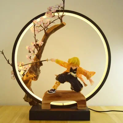 35cm LED light Anime Demon Slayer Kamado Tanjirou Action Figure PVC Collection model decoration decor birthday christmas gift
