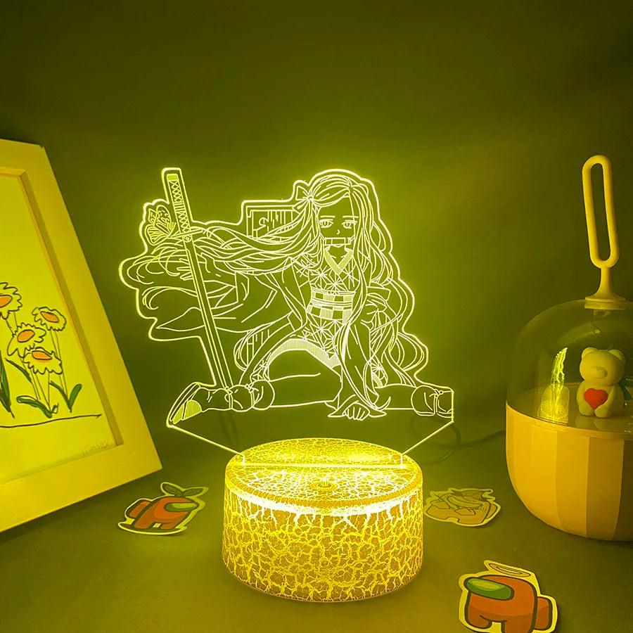 Anime Demon Slayer Figure 3D LED Neon Nightlights Birthday Gift for Friends Otaku Bedroom Decor Manga Lava Lamp Kimetsu No Yaiba