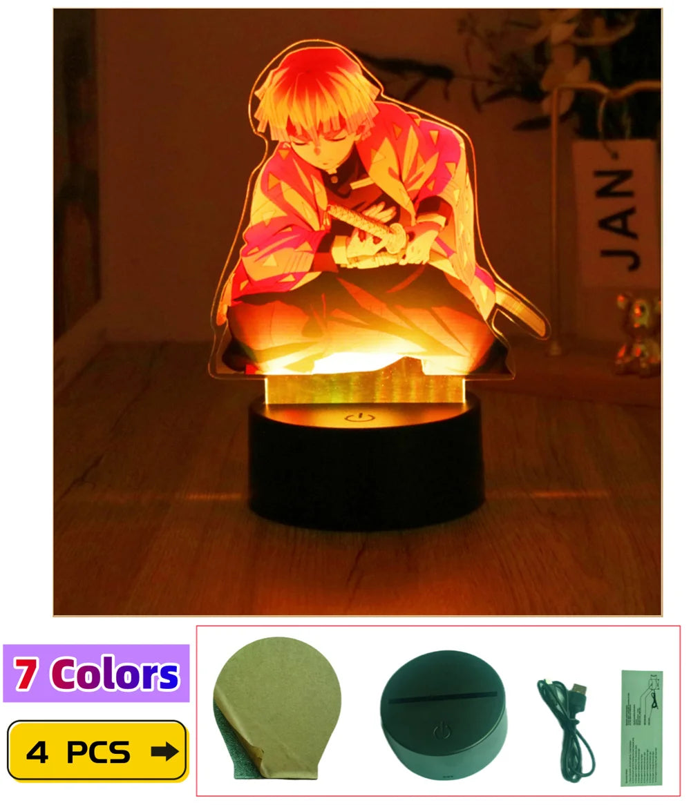 3D Lamps Anime Figure LED Night Light Action Figures Tanjiro Zenitsu Inosuke Nezuko No Yaiba Bedroom Home Decor Moon Lamp Gifts