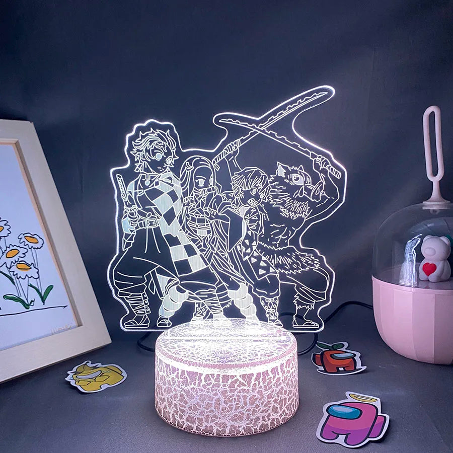 Anime Demon Slayer Figure 3D LED Neon Nightlights Birthday Gift for Friends Otaku Bedroom Decor Manga Lava Lamp Kimetsu No Yaiba