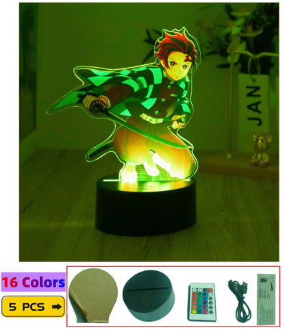 3D Lamps Anime Figure LED Night Light Action Figures Tanjiro Zenitsu Inosuke Nezuko No Yaiba Bedroom Home Decor Moon Lamp Gifts