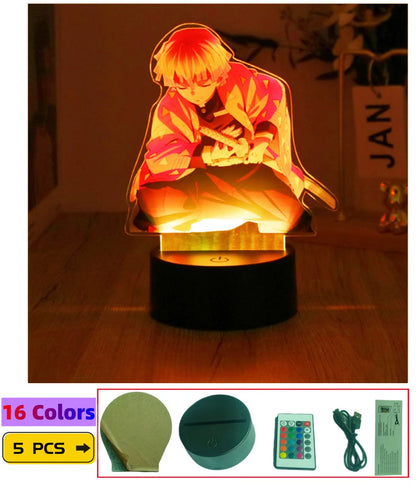 3D Lamps Anime Figure LED Night Light Action Figures Tanjiro Zenitsu Inosuke Nezuko No Yaiba Bedroom Home Decor Moon Lamp Gifts