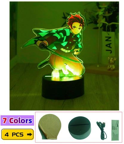 3D Lamps Anime Figure LED Night Light Action Figures Tanjiro Zenitsu Inosuke Nezuko No Yaiba Bedroom Home Decor Moon Lamp Gifts
