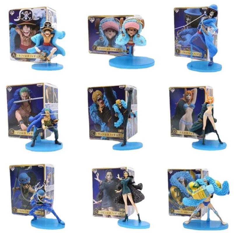 One Piece Figure Anime 20th Anniversary Blue Ver.Luffy Zoro Chopper Sanji Robin Franky Usopp Nami Brook Action Figure Model Toy