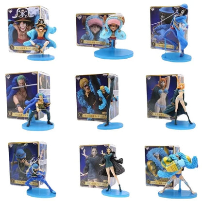 One Piece Figure Anime 20th Anniversary Blue Ver.Luffy Zoro Chopper Sanji Robin Franky Usopp Nami Brook Action Figure Model Toy
