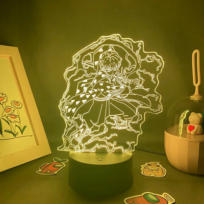 Anime Demon Slayer Figure 3D LED Neon Nightlights Birthday Gift for Friends Otaku Bedroom Decor Manga Lava Lamp Kimetsu No Yaiba