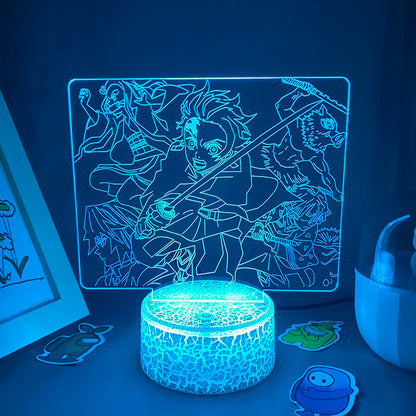 Anime Demon Slayer Figure 3D LED Neon Nightlights Birthday Gift for Friends Otaku Bedroom Decor Manga Lava Lamp Kimetsu No Yaiba