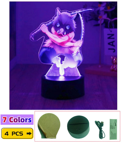 3D Lamps Anime Figure LED Night Light Action Figures Tanjiro Zenitsu Inosuke Nezuko No Yaiba Bedroom Home Decor Moon Lamp Gifts