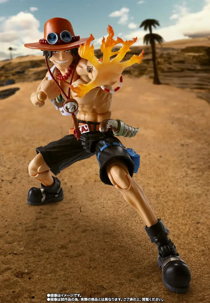 Original BANDAI One Piece S.H.Figuarts SHF Ace Portgas D Ace Fire Fist PVC Anime Action Figures Model Collection Toys Gift