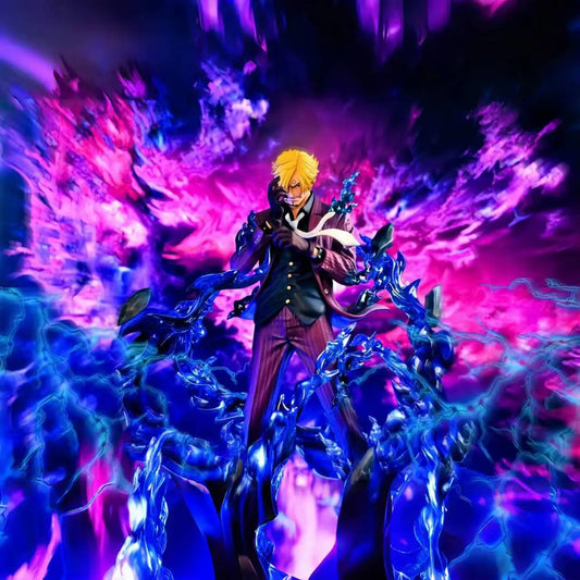 25CM One Piece Anime Figure Blond Sanji  Scene Statue Model Desktop Toys Doll Birthday Gift