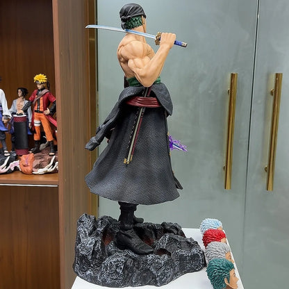 50cm One Piece Anime Carrying Knife Roronoa Zoro 5 Interchangeable Heads Collectible Statue Model Figure Ornament Adult Gifts