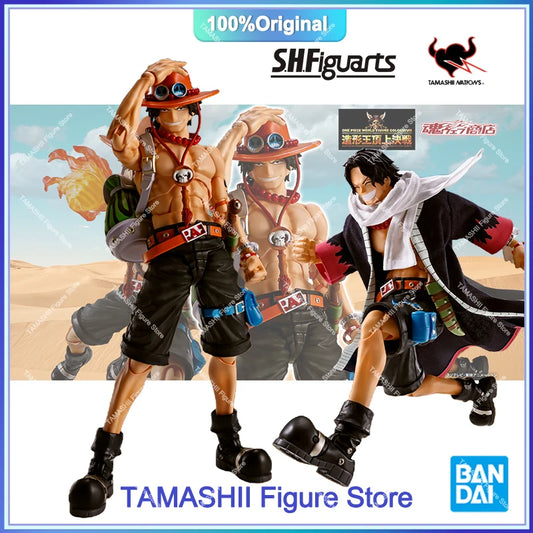 Original BANDAI One Piece S.H.Figuarts SHF Ace Portgas D Ace Fire Fist PVC Anime Action Figures Model Collection Toys Gift