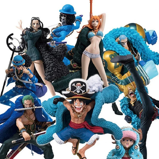 One Piece Figure Anime 20th Anniversary Blue Ver.Luffy Zoro Chopper Sanji Robin Franky Usopp Nami Brook Action Figure Model Toy