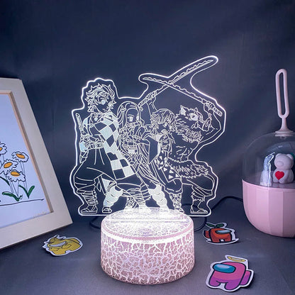 Anime Demon Slayer Figure 3D LED Neon Nightlights Birthday Gift for Friends Otaku Bedroom Decor Manga Lava Lamp Kimetsu No Yaiba