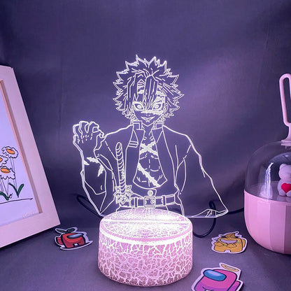 Anime Demon Slayer Figure 3D LED Neon Nightlights Birthday Gift for Friends Otaku Bedroom Decor Manga Lava Lamp Kimetsu No Yaiba