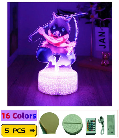3D Lamps Anime Figure LED Night Light Action Figures Tanjiro Zenitsu Inosuke Nezuko No Yaiba Bedroom Home Decor Moon Lamp Gifts
